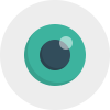 Graphic of a stylized eye with a teal iris and a small white highlight.