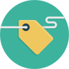 Yellow price tag with a white string on a teal background.